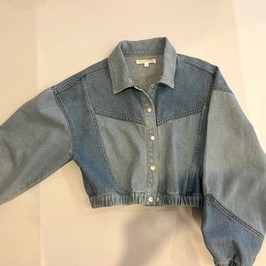 Small Vintage Jean Jacket. Two toned denim with buttons